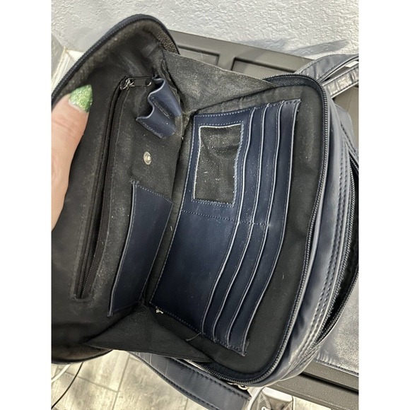 Vintage Rare Blue Leather Guess Purse Small‎ Crossbody Purse Handbag Hobo Hippie - Picture 7 of 8